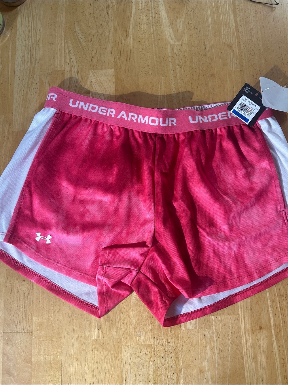 Under Armour Pink Girls' Athletic Shorts with White Panels